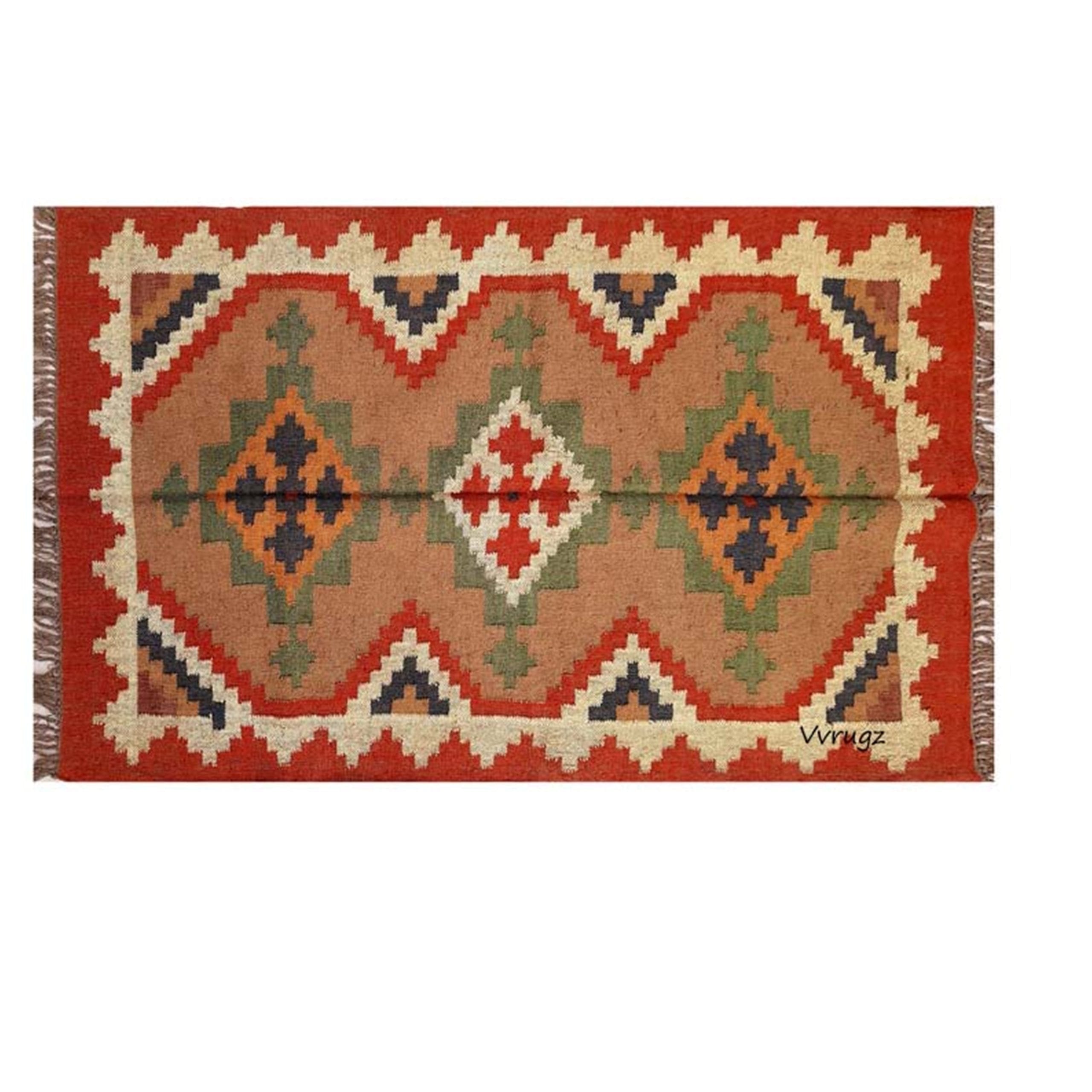 Wool and Jute Rug, Kilim Rug, Handwoven Wool Jute Rug, Traditional Indian Wool Jute Rug, Living Room Rug Handmade, Kilim Dhurrie Rug, - Image 4