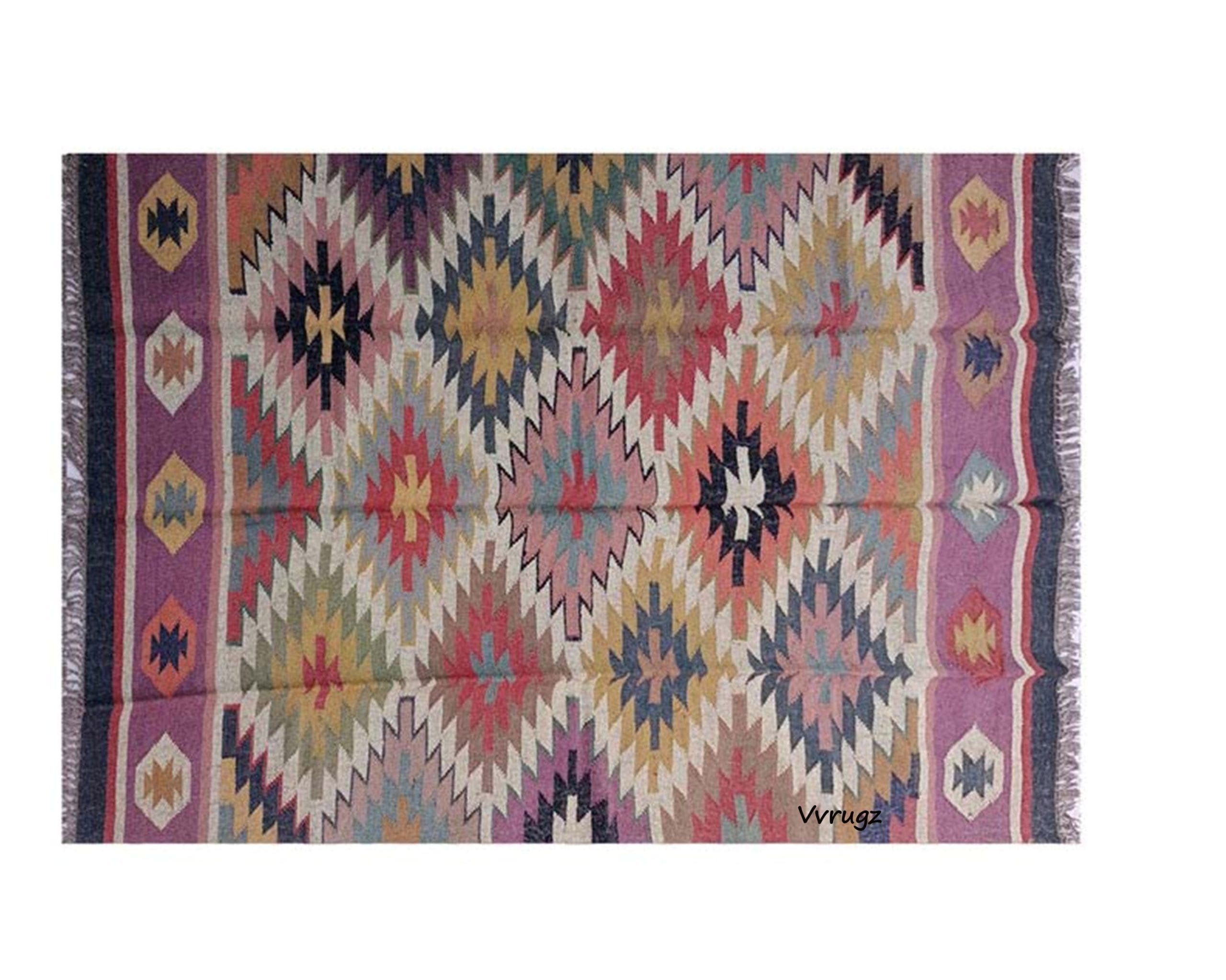 Handwoven Wool Jute Rug, Kilim Dhurrie Rug, Wool and Jute Rug, Kilim Rug, Traditional Indian Wool Jute Rug, Living Room Rug Handmade, - Image 4