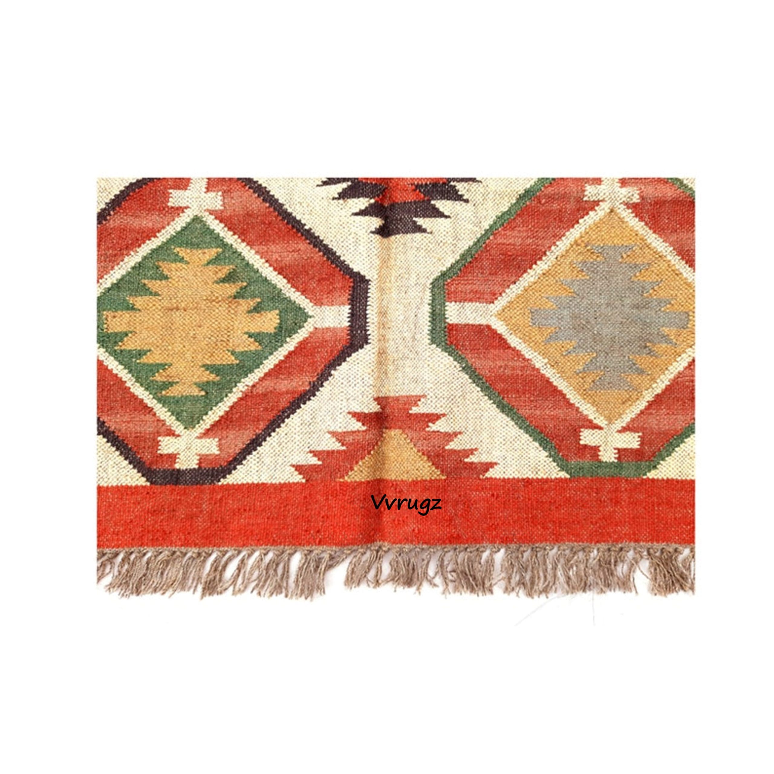 Wool Jute Dhurrie, Wool and Jute Rug, Modern Desgin Dining Room Rug, Handwoven Wool Jute Rug, Living Room Rug, Handmade Traditional Indian Wool Jute Rug - Image 5