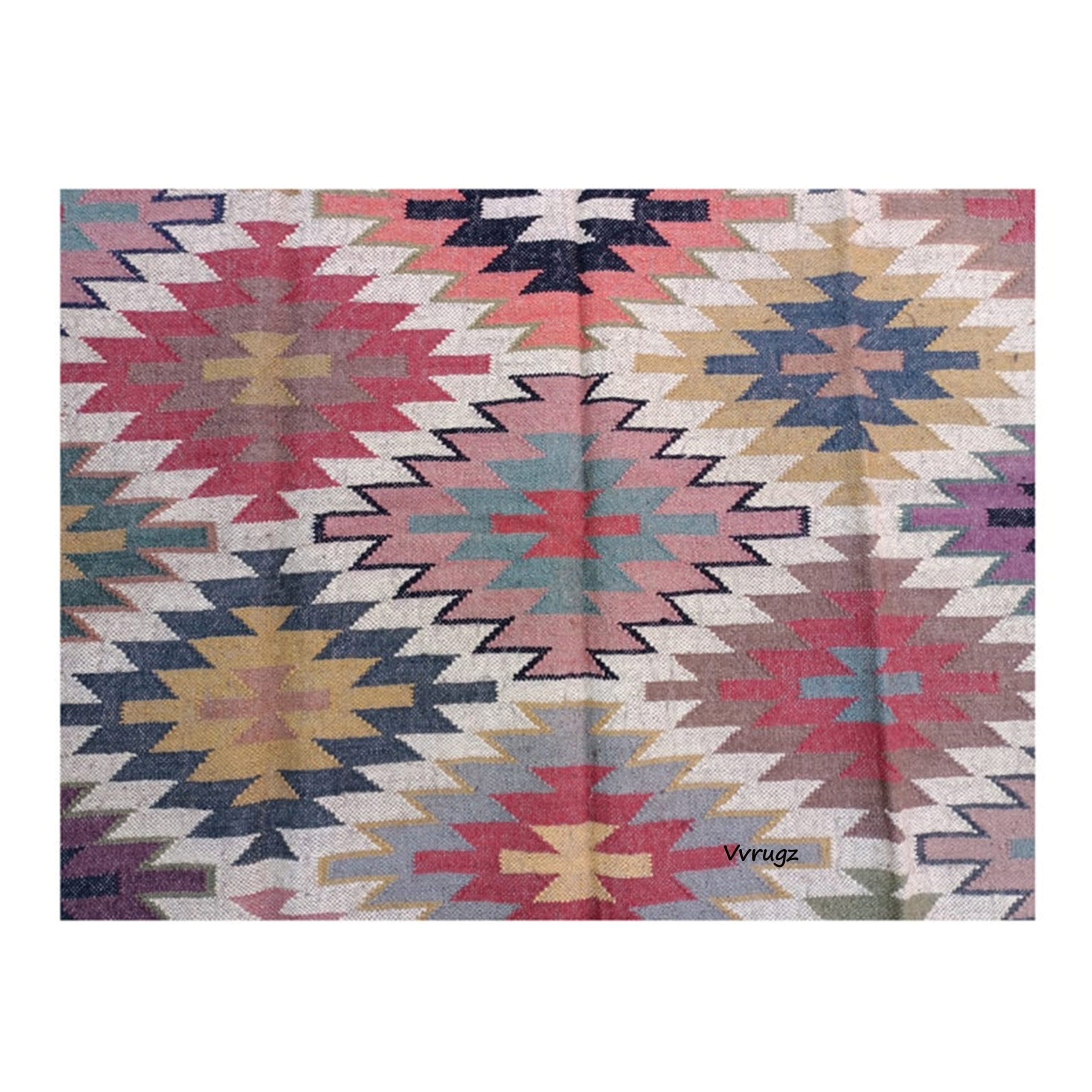 Handwoven Wool Jute Rug, Kilim Dhurrie Rug, Wool and Jute Rug, Kilim Rug, Traditional Indian Wool Jute Rug, Living Room Rug Handmade, - Image 8