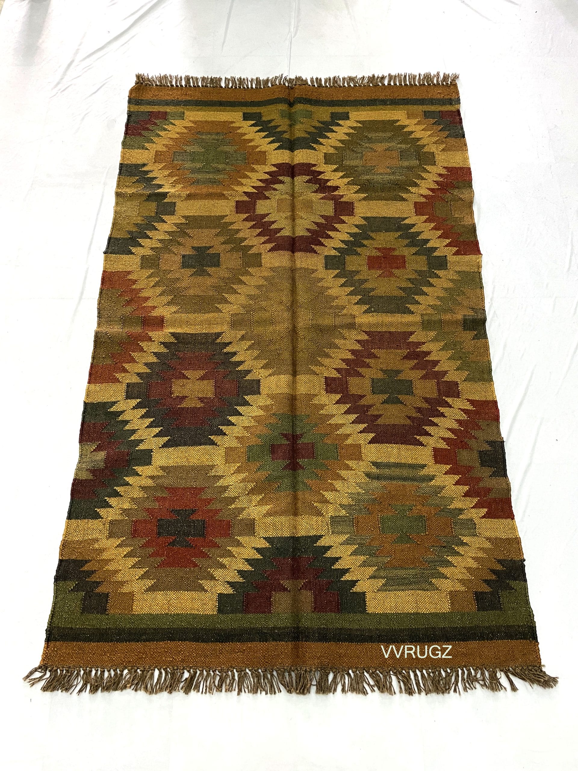 Kilim Rug, Handwoven, Wool and Jute Rug Handmade, Kilim Dhurrie Rug, Traditional Indian/WOOL JUTE RUGS - Image 2