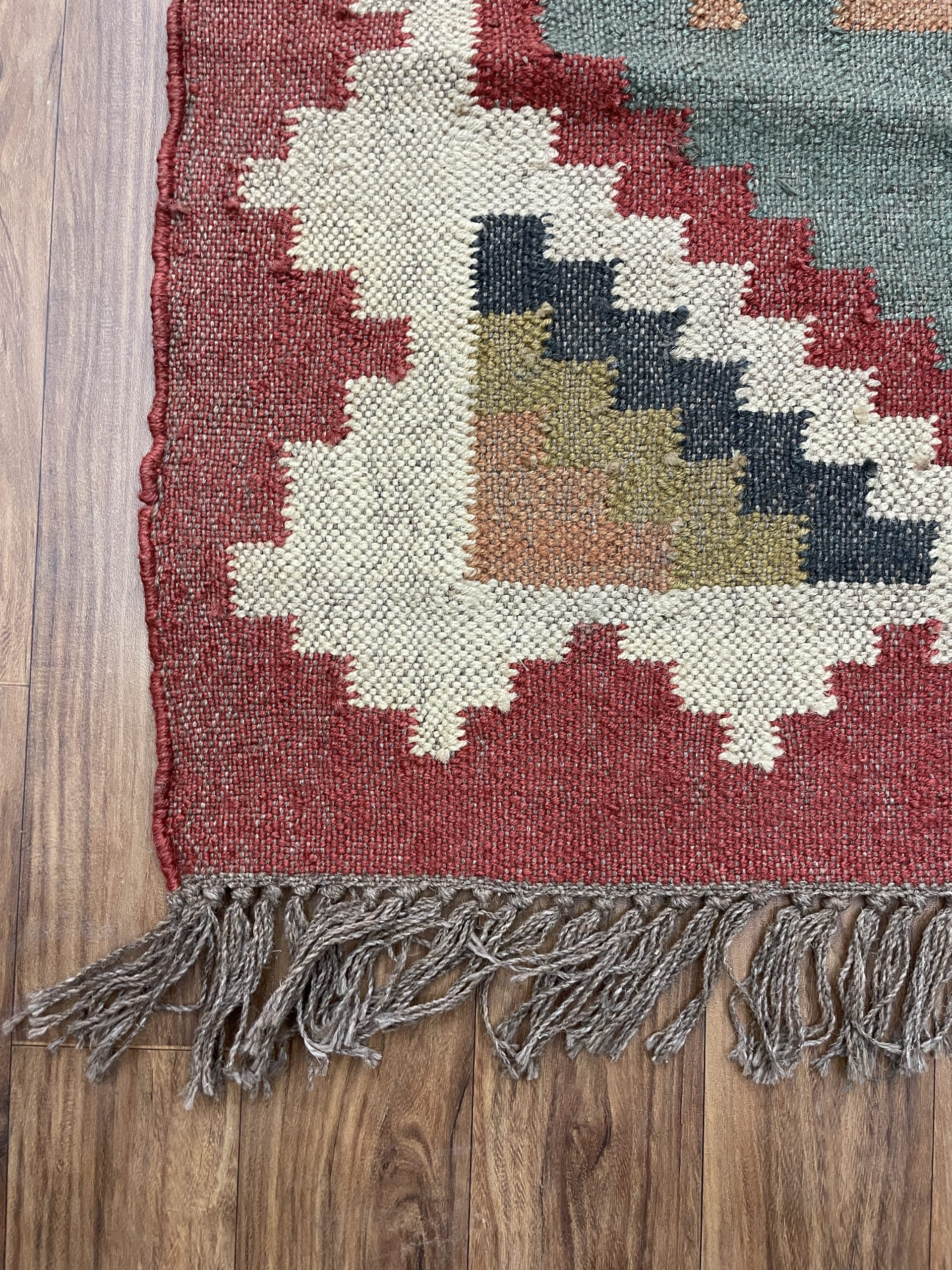 Colorful Wool and Jute Rug, Wool and Jute Rug, Modern Desgin Dining Room Rug, Handwoven Wool Jute Rug, Living Room Rug, Handmade Traditional Indian Wool Jute Rug - Image 3