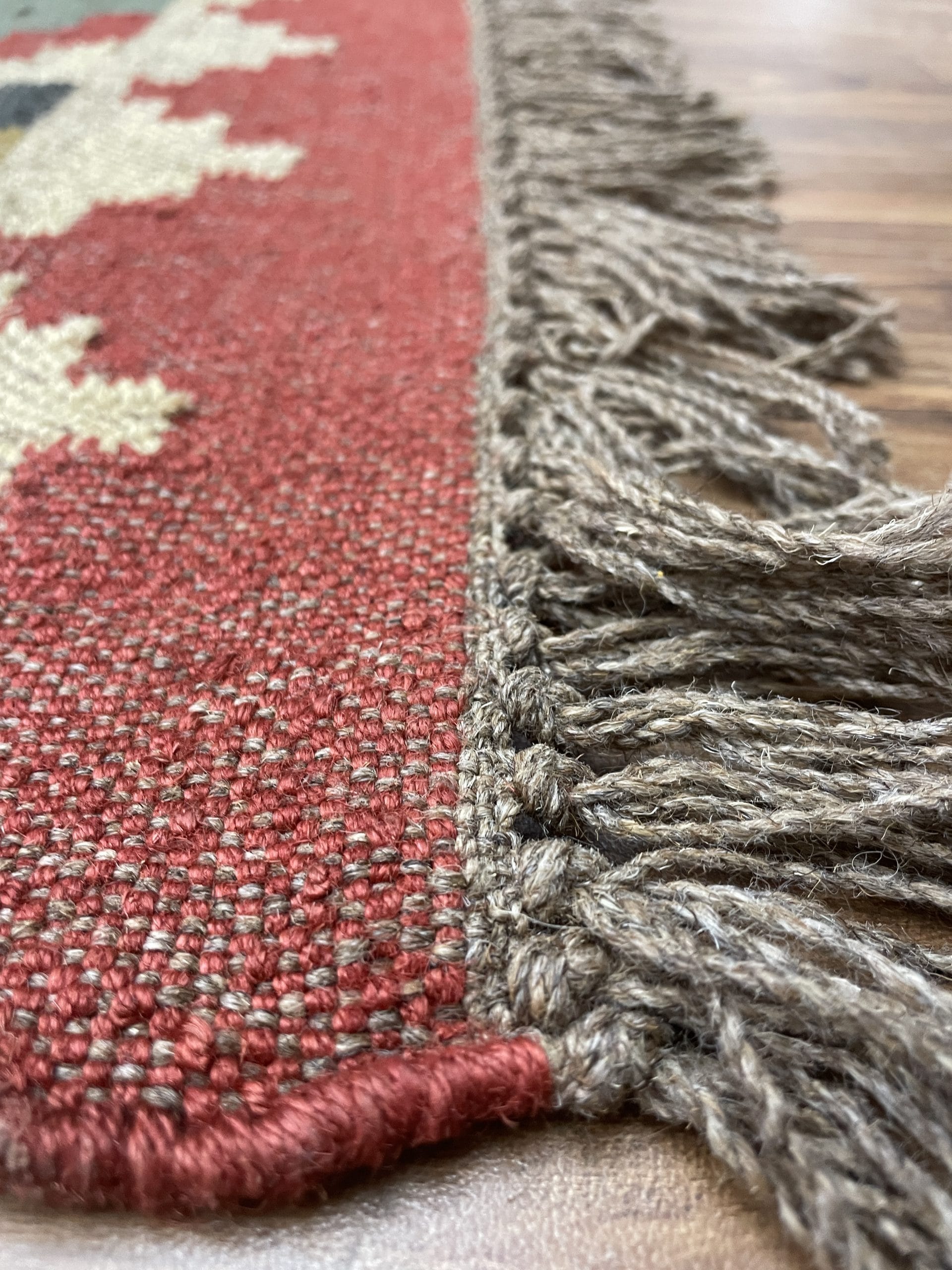 Colorful Wool and Jute Rug, Wool and Jute Rug, Modern Desgin Dining Room Rug, Handwoven Wool Jute Rug, Living Room Rug, Handmade Traditional Indian Wool Jute Rug - Image 4
