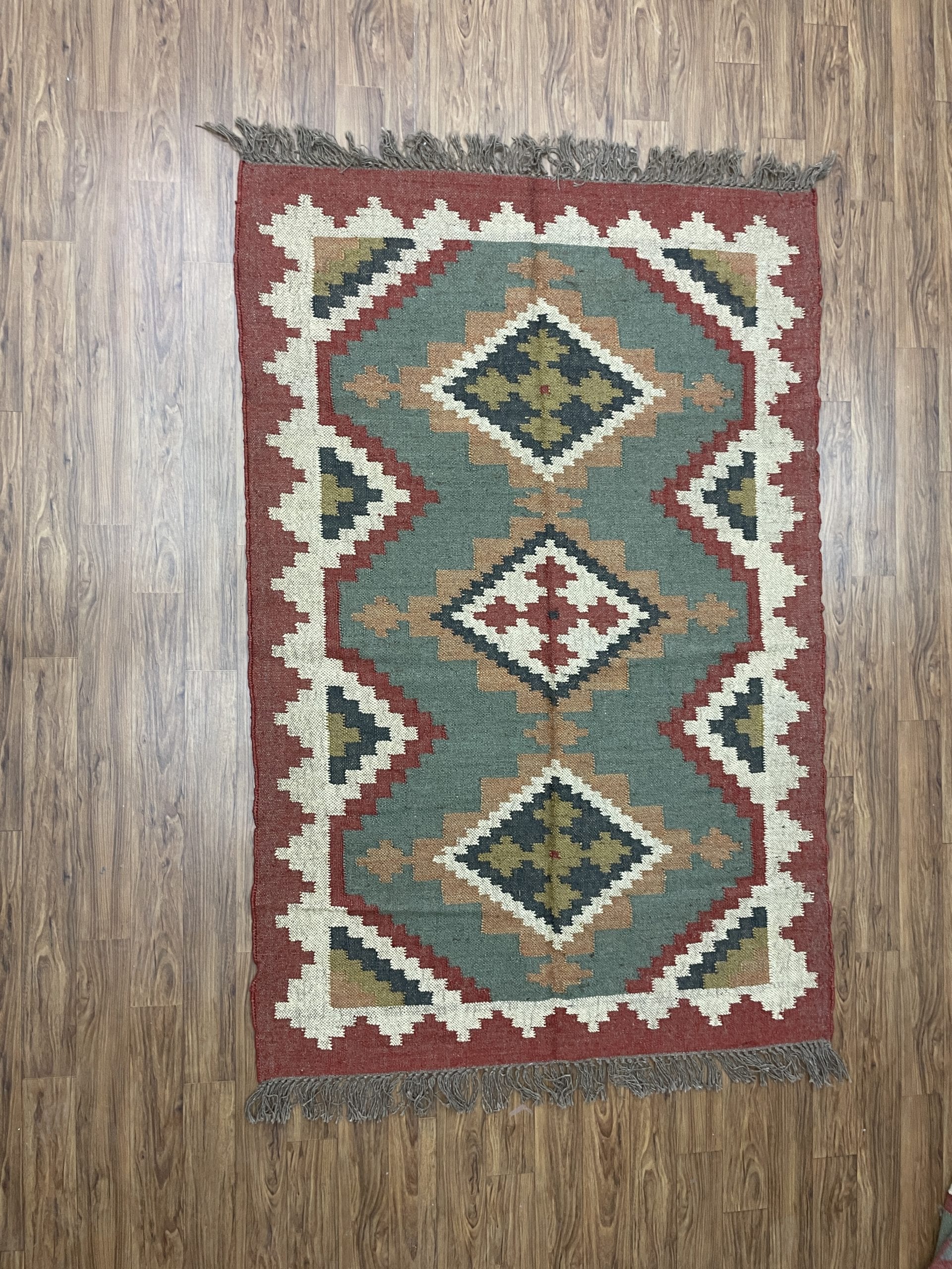 Colorful Wool and Jute Rug, Wool and Jute Rug, Modern Desgin Dining Room Rug, Handwoven Wool Jute Rug, Living Room Rug, Handmade Traditional Indian Wool Jute Rug - Image 10