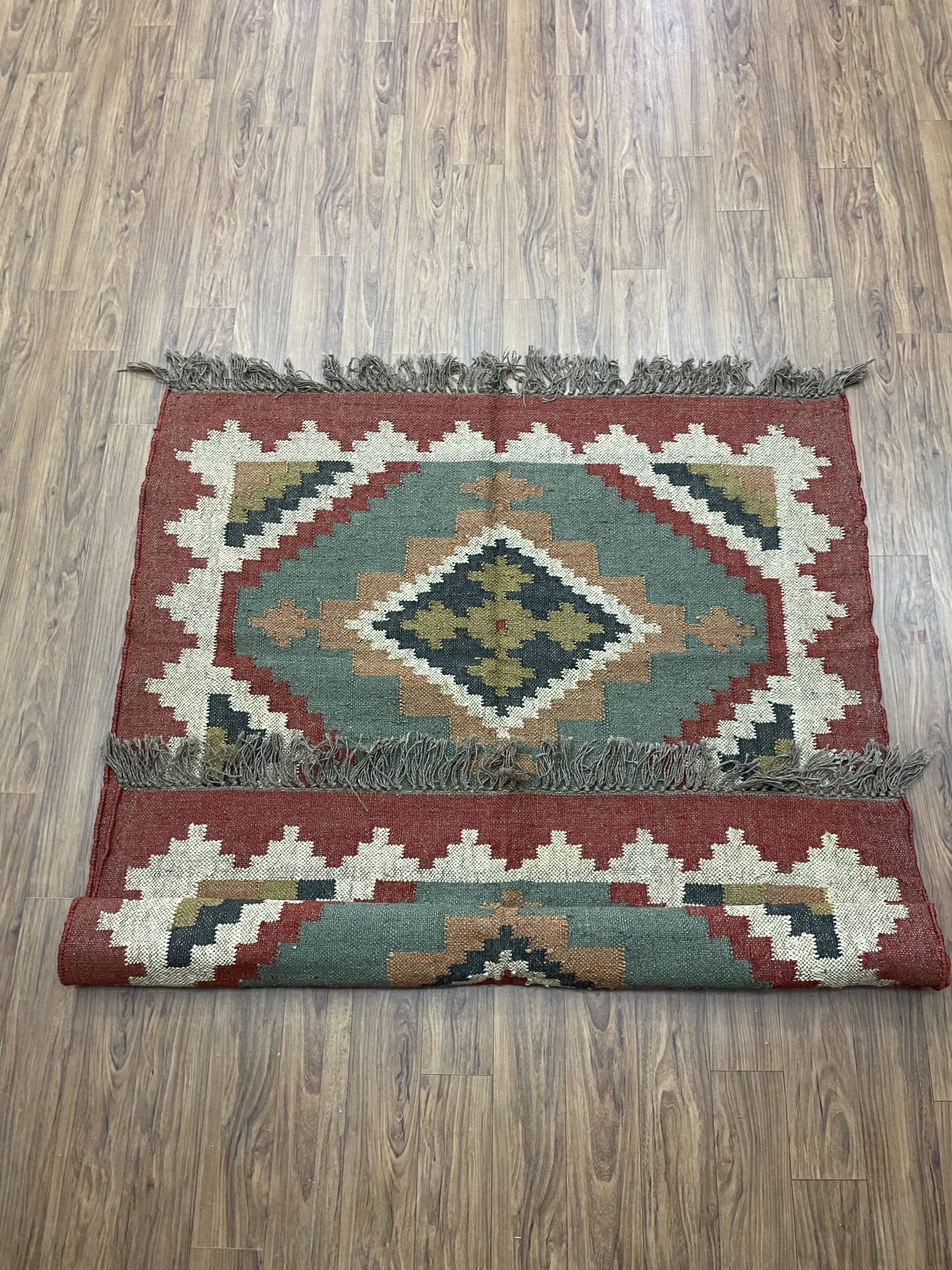 Colorful Wool and Jute Rug, Wool and Jute Rug, Modern Desgin Dining Room Rug, Handwoven Wool Jute Rug, Living Room Rug, Handmade Traditional Indian Wool Jute Rug - Image 11