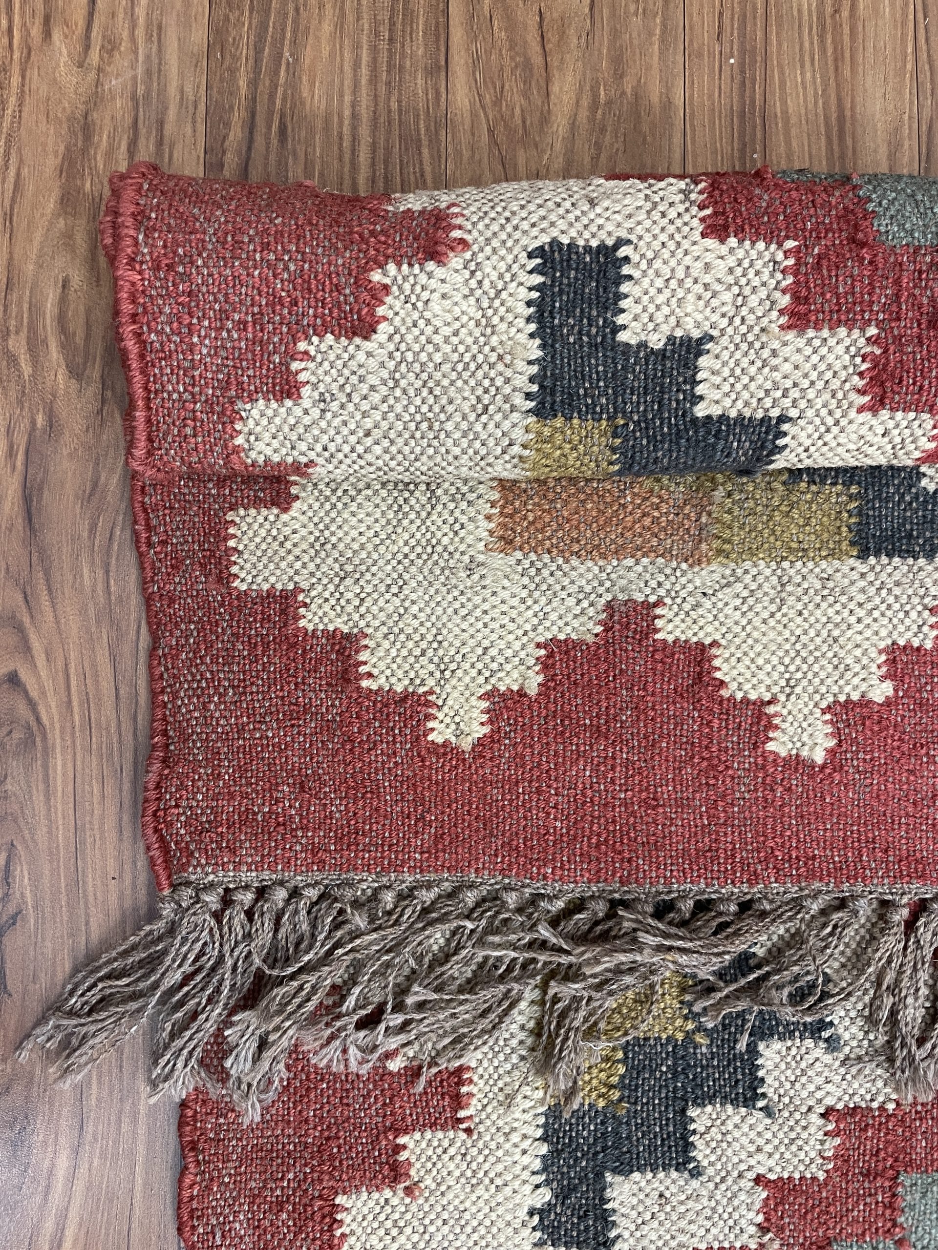 Colorful Wool and Jute Rug, Wool and Jute Rug, Modern Desgin Dining Room Rug, Handwoven Wool Jute Rug, Living Room Rug, Handmade Traditional Indian Wool Jute Rug - Image 12