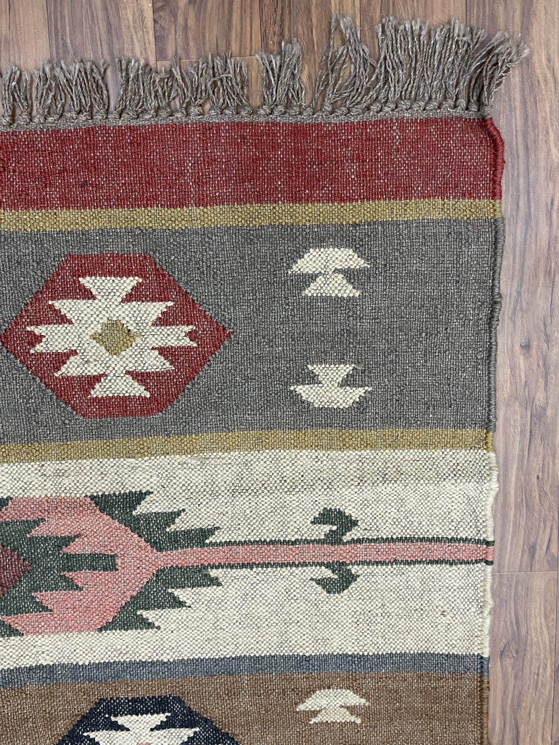 Colorful Wool Jute Rug, Wool and Jute Rug, Modern Desgin Dining Room Rug, Handwoven Wool Jute Rug, Living Room Rug, Handmade Traditional Indian Wool Jute Rug - Image 5