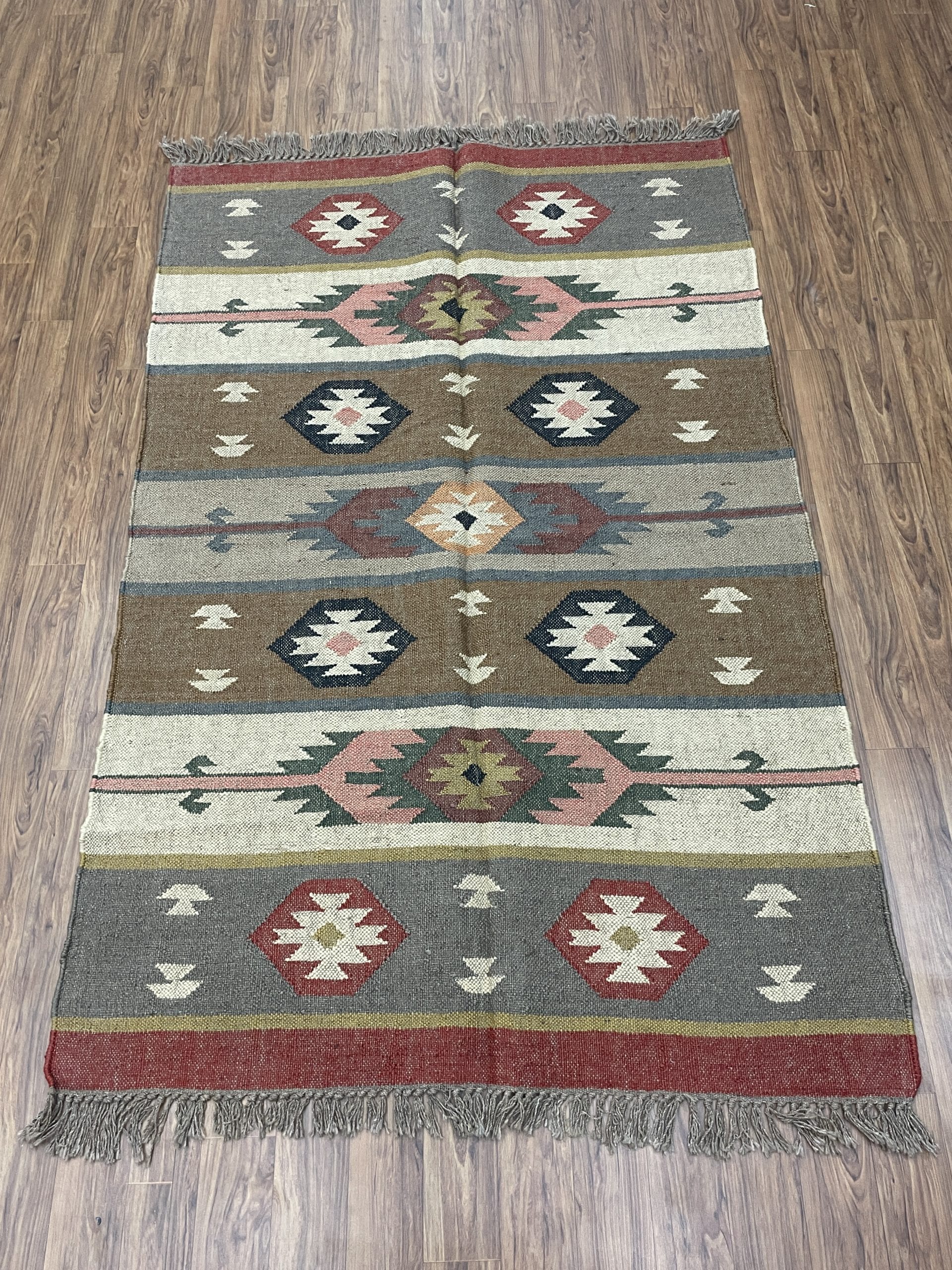 Colorful Wool Jute Rug, Wool and Jute Rug, Modern Desgin Dining Room Rug, Handwoven Wool Jute Rug, Living Room Rug, Handmade Traditional Indian Wool Jute Rug - Image 2