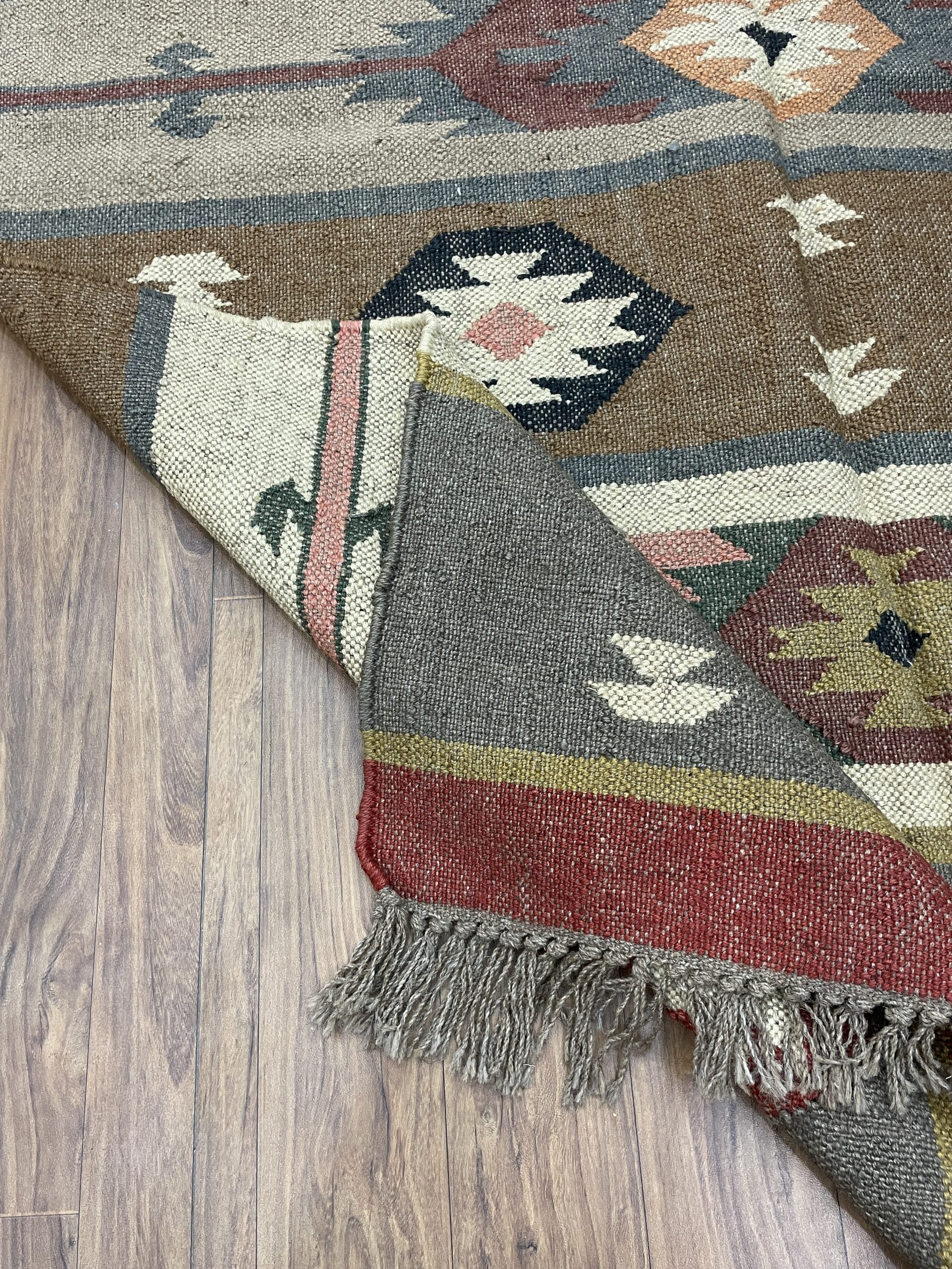 Colorful Wool Jute Rug, Wool and Jute Rug, Modern Desgin Dining Room Rug, Handwoven Wool Jute Rug, Living Room Rug, Handmade Traditional Indian Wool Jute Rug - Image 7
