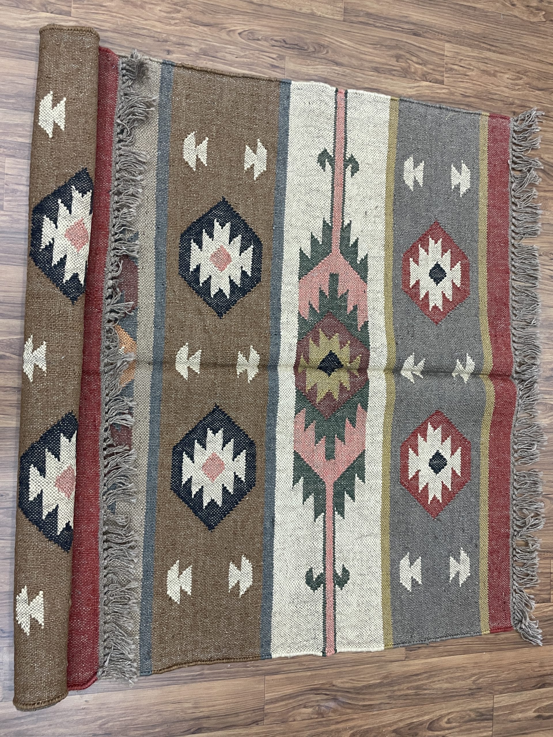 Colorful Wool Jute Rug, Wool and Jute Rug, Modern Desgin Dining Room Rug, Handwoven Wool Jute Rug, Living Room Rug, Handmade Traditional Indian Wool Jute Rug - Image 11