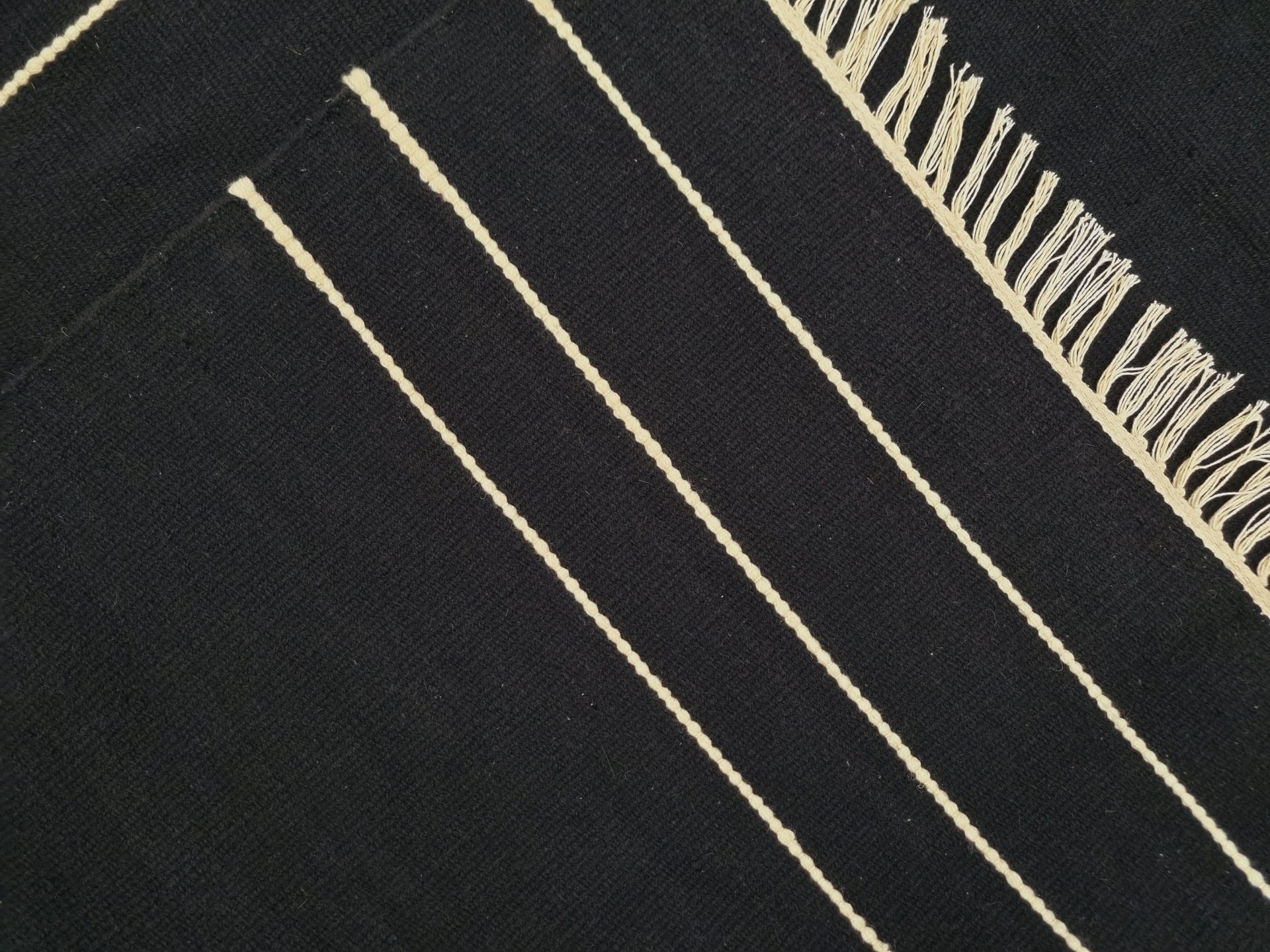 Handwoven Wool Black Rug with Modern Stripe Design | Large Area Rug for Living Room, Dining Room, Bedroom 6x9 Feet - Image 5